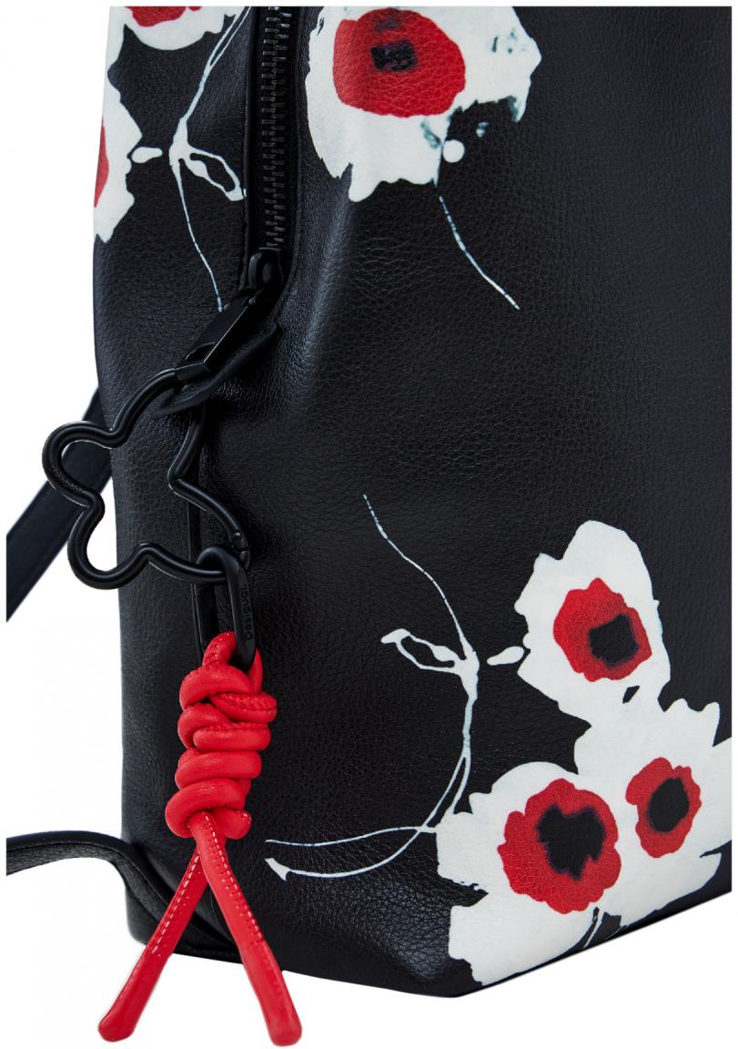 Desigual Blumen weiß Chandra Sumy Mini Cityrucksack rot Negro schwarz