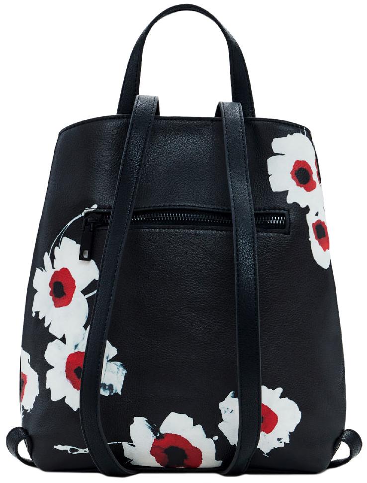 Desigual Blumen weiß Chandra Sumy Mini Cityrucksack rot Negro schwarz