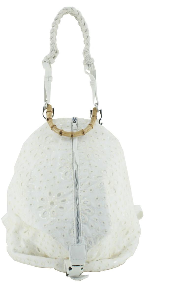 Desigual Calado Viana Crudo Damenrucksack mit Pailletten Lochstickerei offwhite