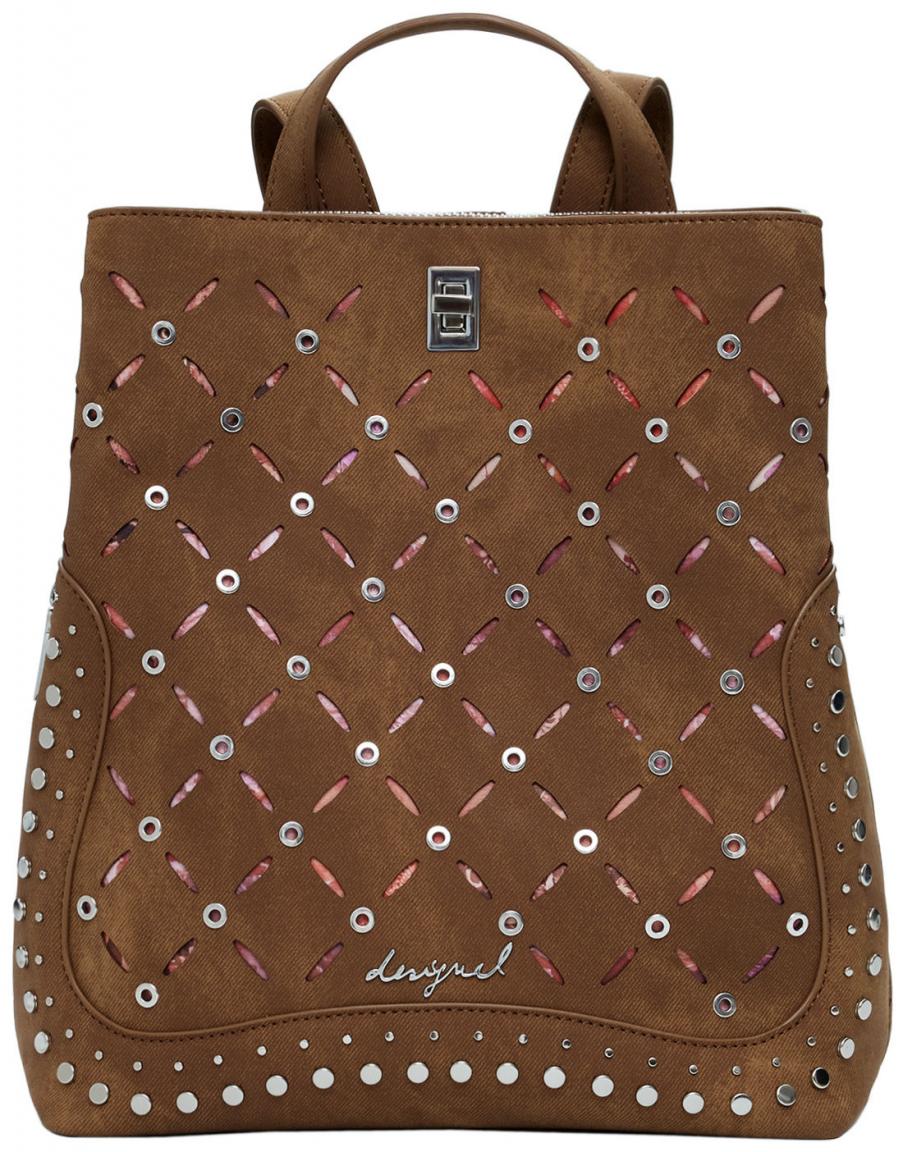 Desigual Citybackpack Sumy Mini Metall Yankee braun Nieten Cutouts