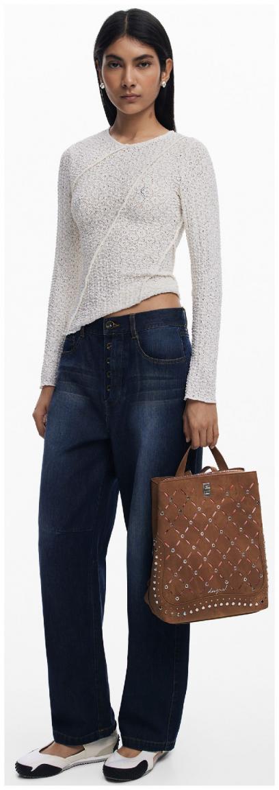 Desigual Citybackpack Sumy Mini Metall Yankee braun Nieten Cutouts