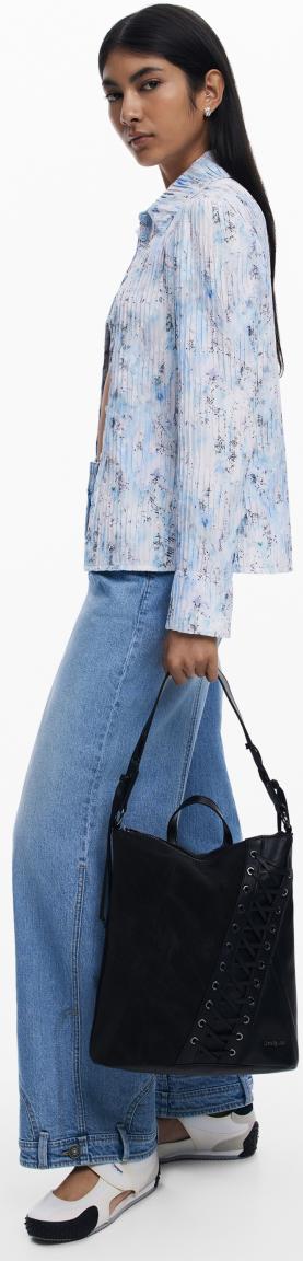 Desigual Cityrucksack schwarz Tango Patch Pretoria Mini Schnürung rockig