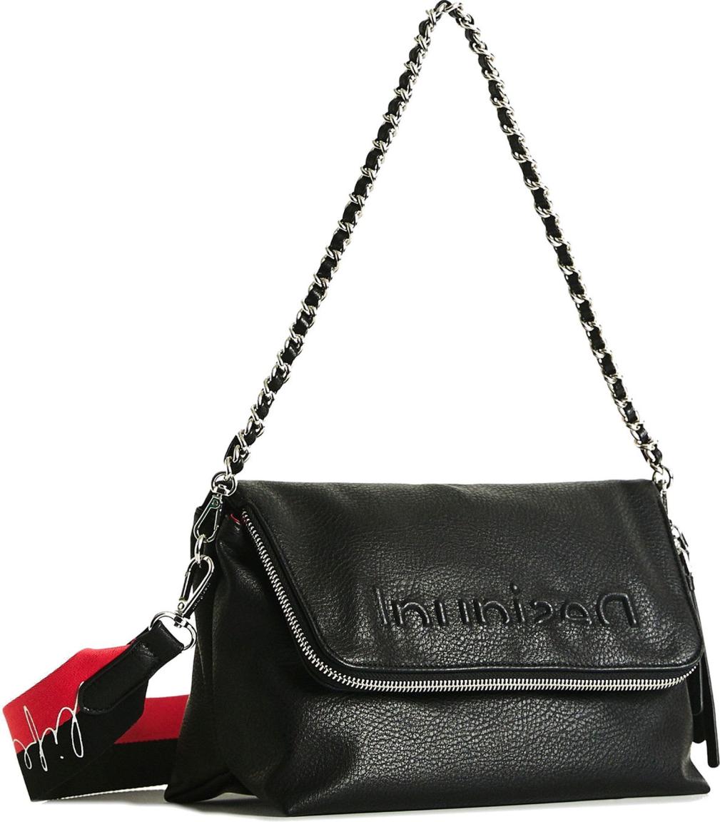 Desigual Crossovertasche Negro Half Logo Venecia Schwarz rote Details