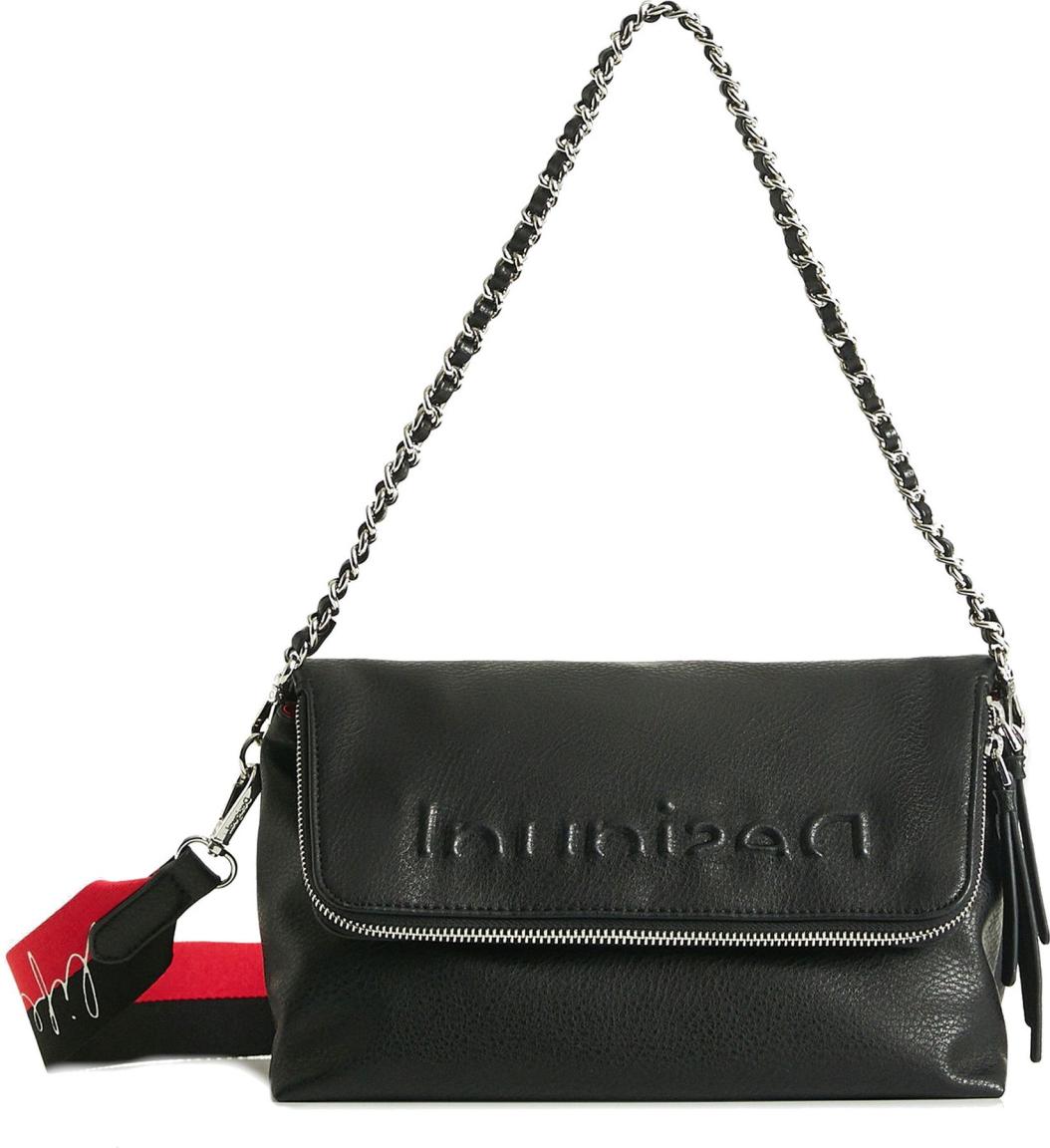 Desigual Crossovertasche Negro Half Logo Venecia Schwarz rote Details