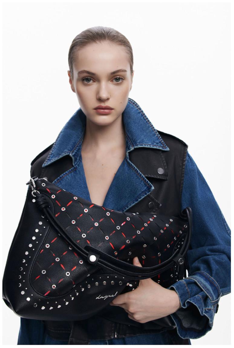 Desigual Damentasche rockig Nieten Yankee Cutouts schwarz Leiria