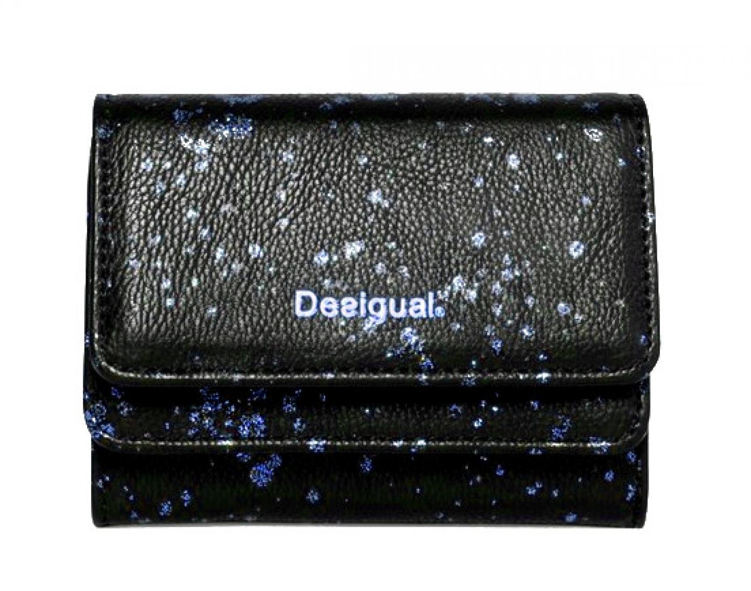 Desigual Geldtasche Mix Metal Splatter Blau glänzend