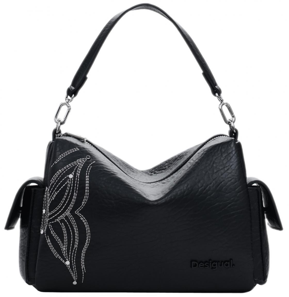 Desigual Goodall Handtasche bestickt schwarz Schmetterling Nieten Habana