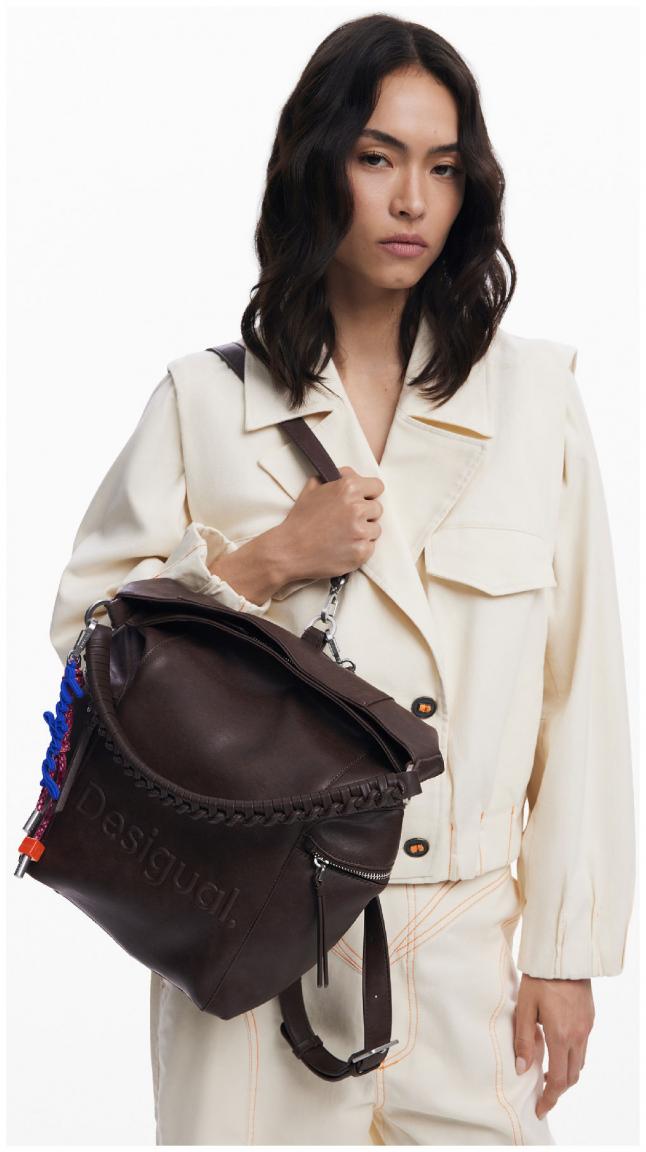 Desigual Handtasche Choco Backpack Logo Arica dunkelbraun