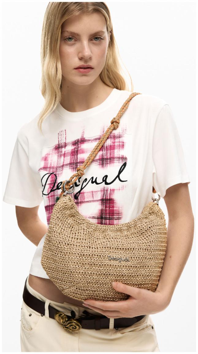 Desigual Handtasche Waverly Bast beige Natural Raffia Flechtriemen
