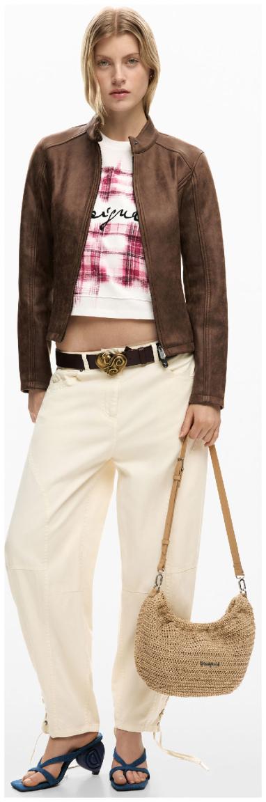 Desigual Handtasche Waverly Bast beige Natural Raffia Flechtriemen