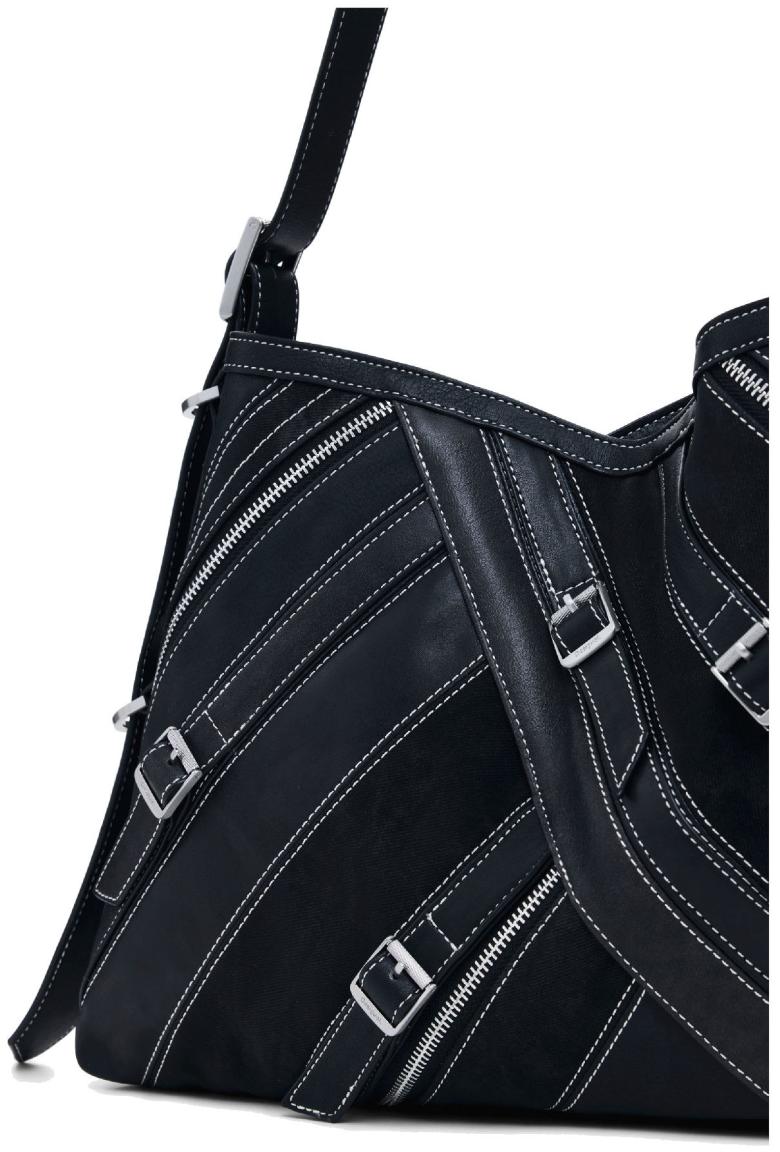 Desigual Handtasche schwarz Fibonacci zweigeteilt Buxton Kontrast