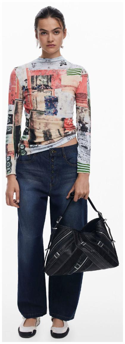 Desigual Handtasche schwarz Fibonacci zweigeteilt Buxton Kontrast