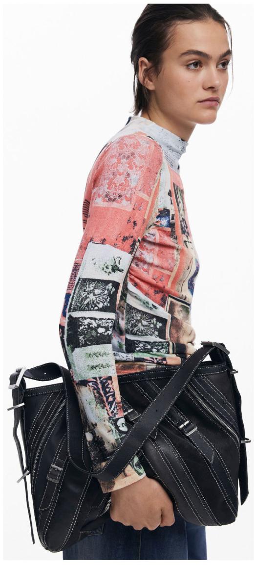 Desigual Handtasche schwarz Fibonacci zweigeteilt Buxton Kontrast