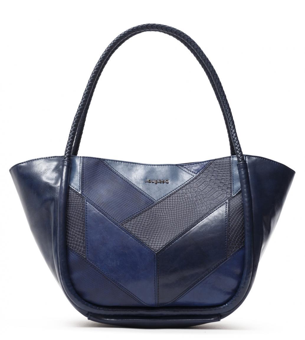 Desigual Henkeltasche Patchwork Ava Rotty Navy blau grau