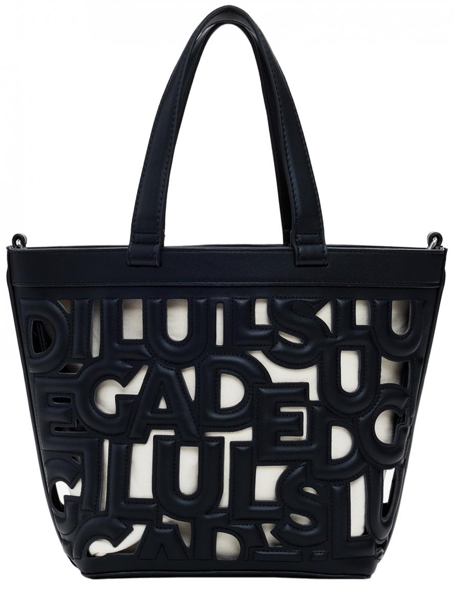 Desigual Henkeltasche Valdivia Maki schwarz Cut Out Zugbänder
