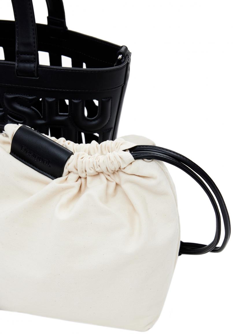 Desigual Henkeltasche Valdivia Maki schwarz Cut Out Zugbänder