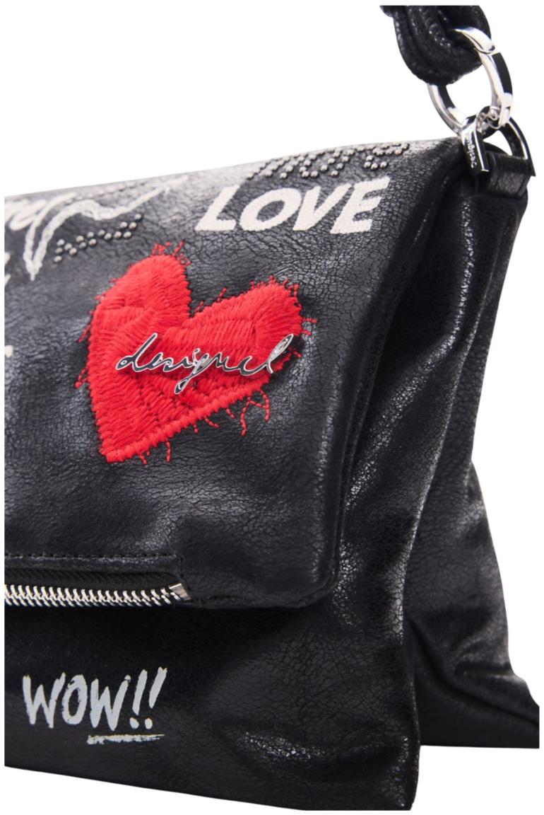 Desigual Murano Überschlagtasche WOW - Schwarz