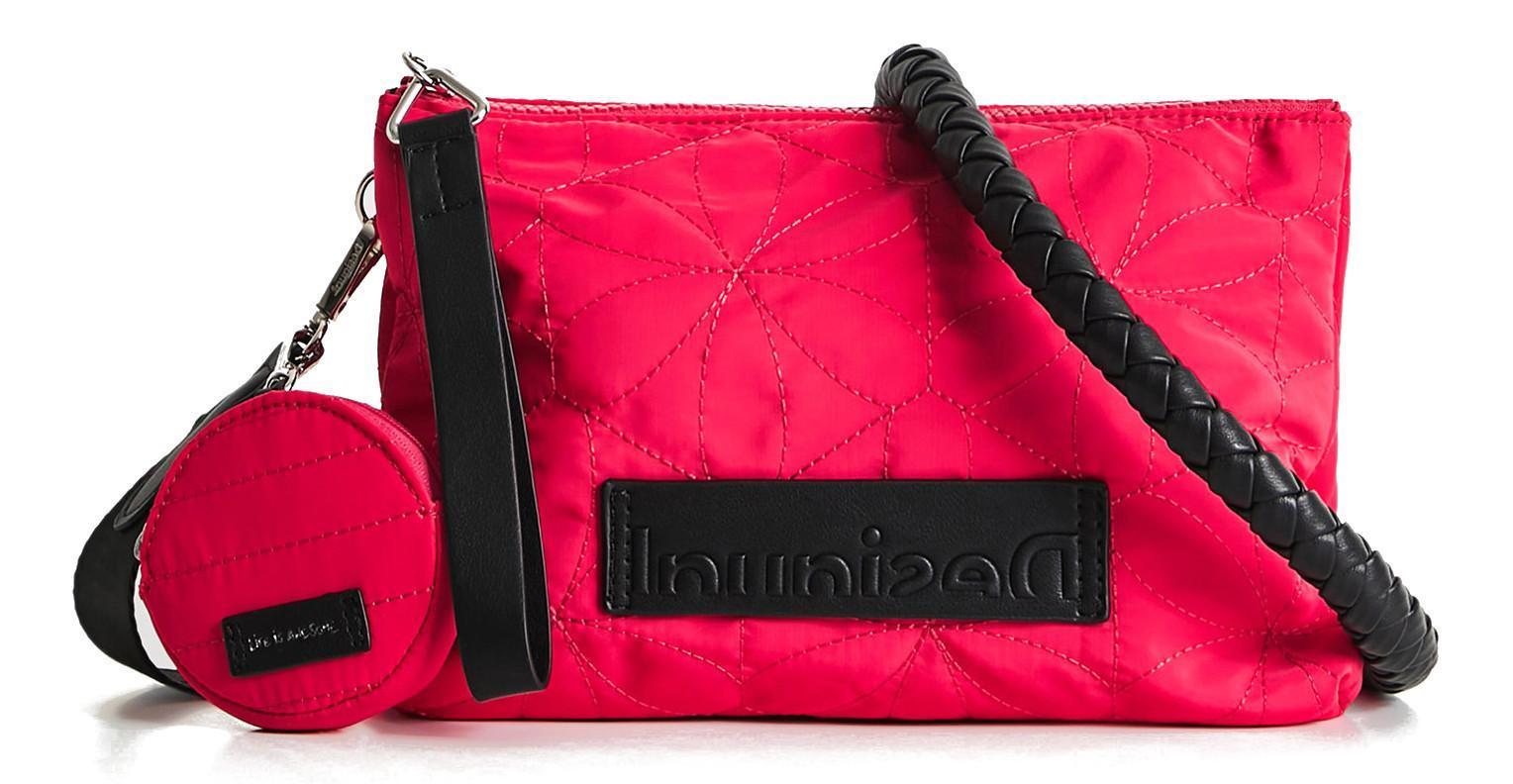 Desigual Prisma Dortmund Fucsia Ziernähte Clutch Crossover rot pink