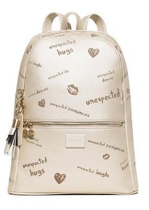 Desigual Rucksack Bols Tell Me Milan Koralle pink Schrift Herz