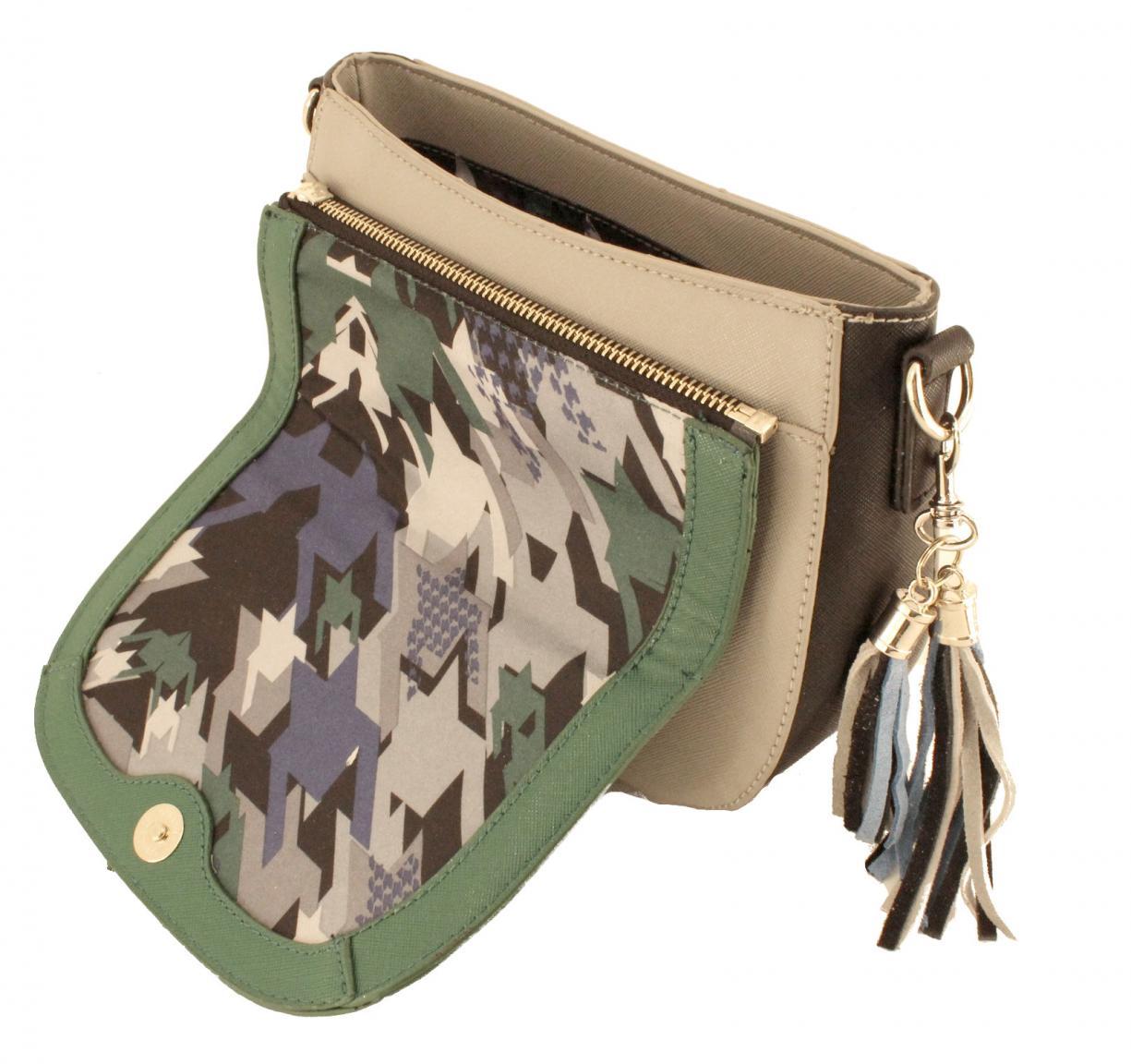 Desigual Schultertasche Cracovia Überschlag Tricolor Blau Grün