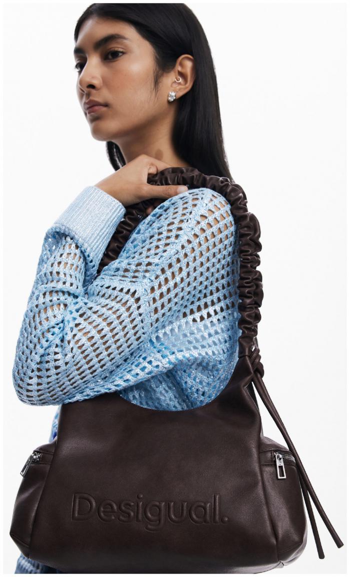 Desigual Schultertasche Montville Choco Logo dunkelbraun