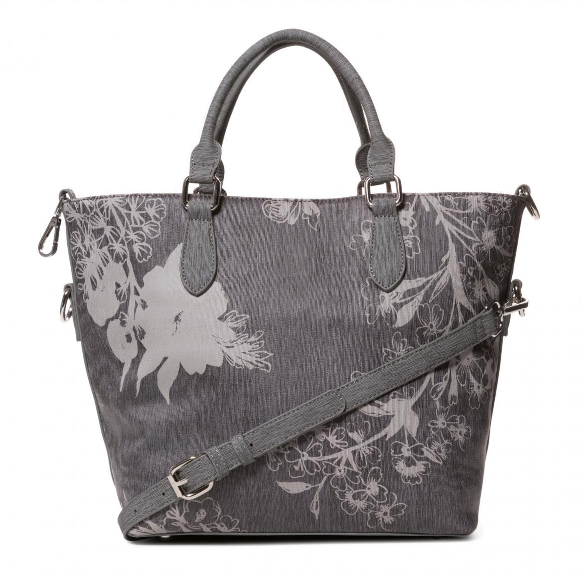 Desigual Shopper Wallpaper Florida Cement grau Kolibri bestickt