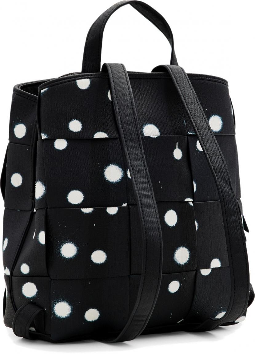 Desigual Tagesrucksack Mini Sumy New Splatter Negro Flechtdesign