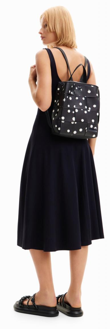 Desigual Tagesrucksack Mini Sumy New Splatter Negro Flechtdesign