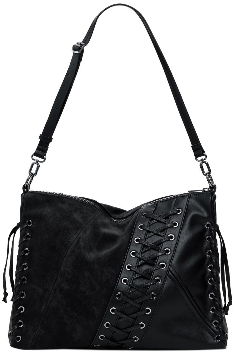Desigual Tango Crossover Bag Negro Patch Leiria schwarz Schnürung
