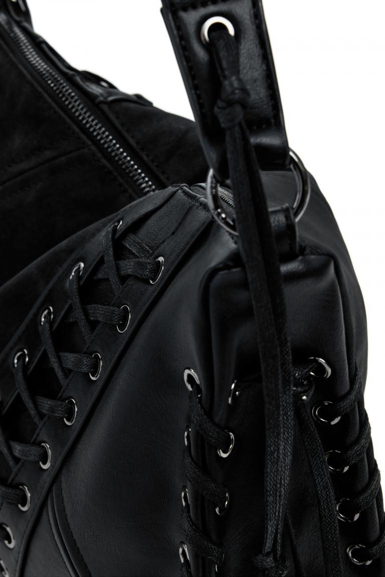 Desigual Tango Crossover Bag Negro Patch Leiria schwarz Schnürung