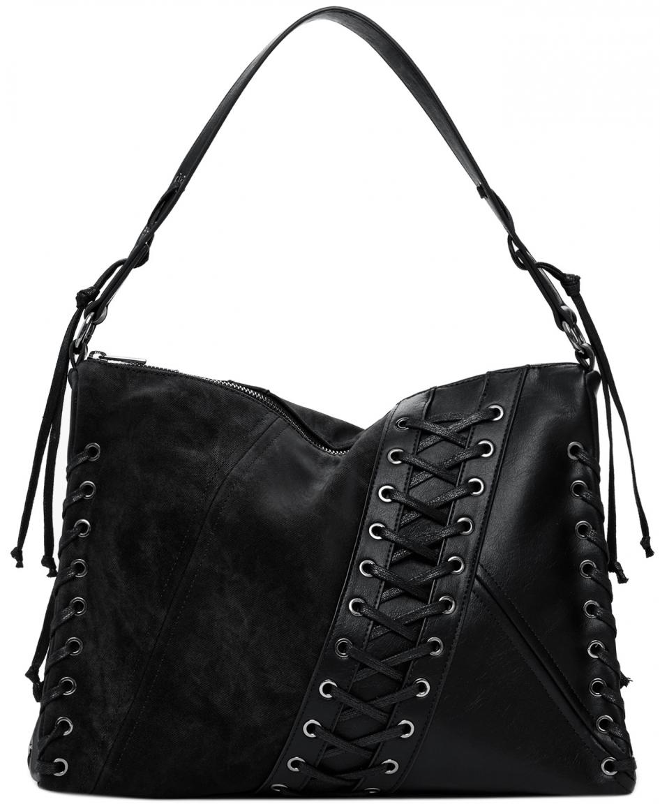 Desigual Tango Crossover Bag Negro Patch Leiria schwarz Schnürung