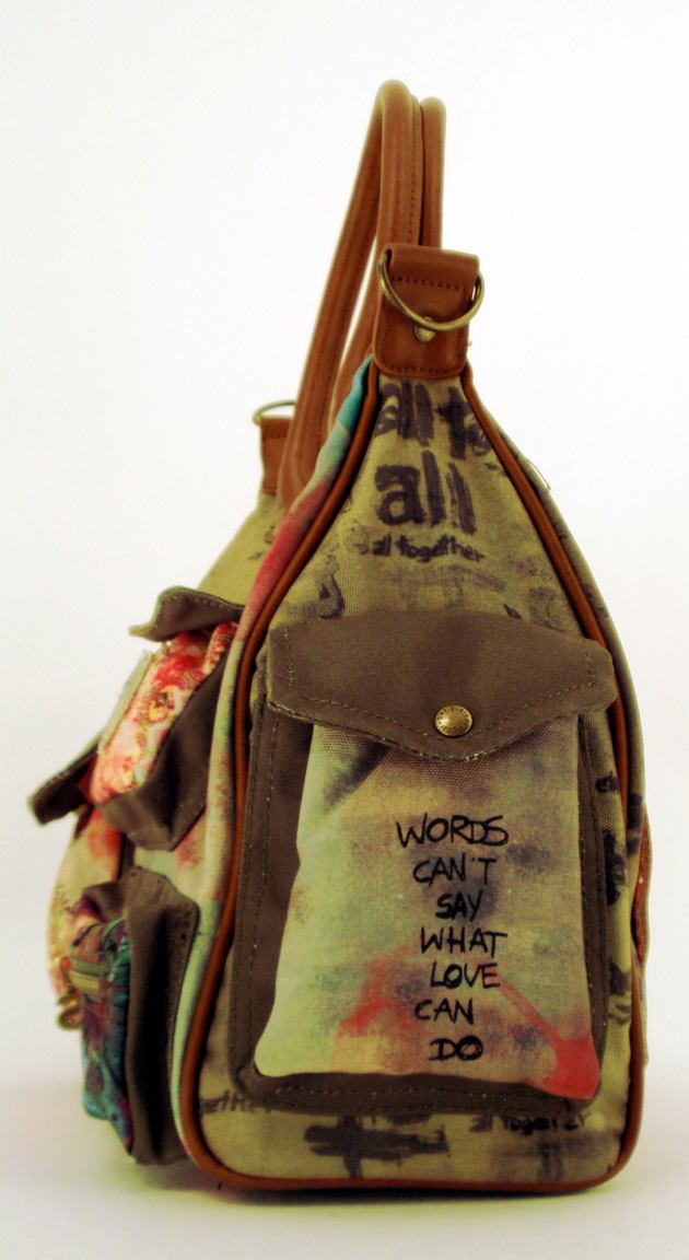 Desigual Tasche London Medium Same Schwarz/Grau Druck