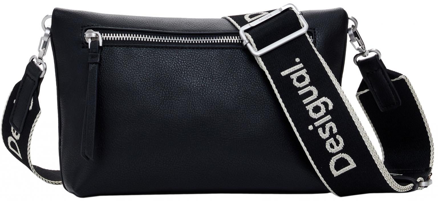 Desigual Trokel Damentasche Logo Überschlag Webband schwarz