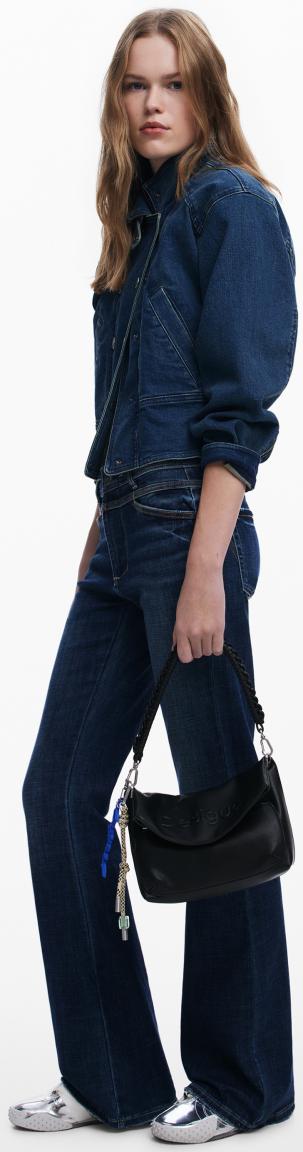 Desigual Trokel Damentasche Logo Überschlag Webband schwarz