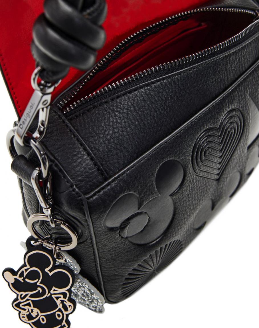 Desigual Überschlagtasche Mini Phuket schwarz Mickey rot geprägt