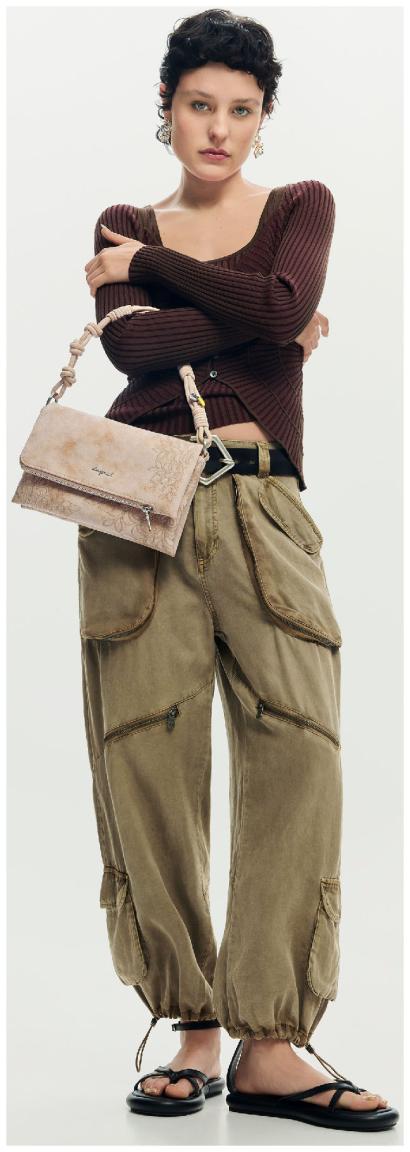 Desigual Überschlagtasche Sierra beige Areia Murano bestickt