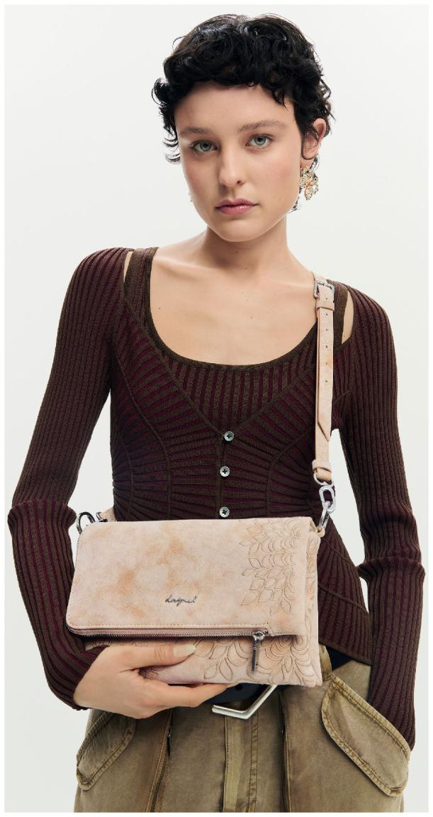 Desigual Überschlagtasche Sierra beige Areia Murano bestickt