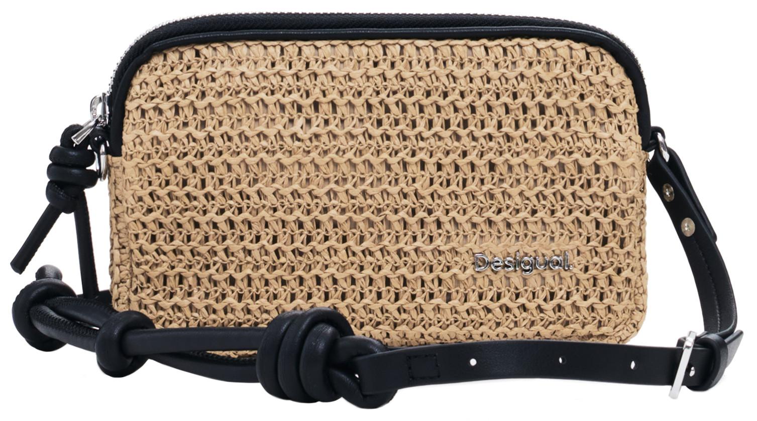 Desigual Umhängetasche Bast Natural schwarz Julia Raffia