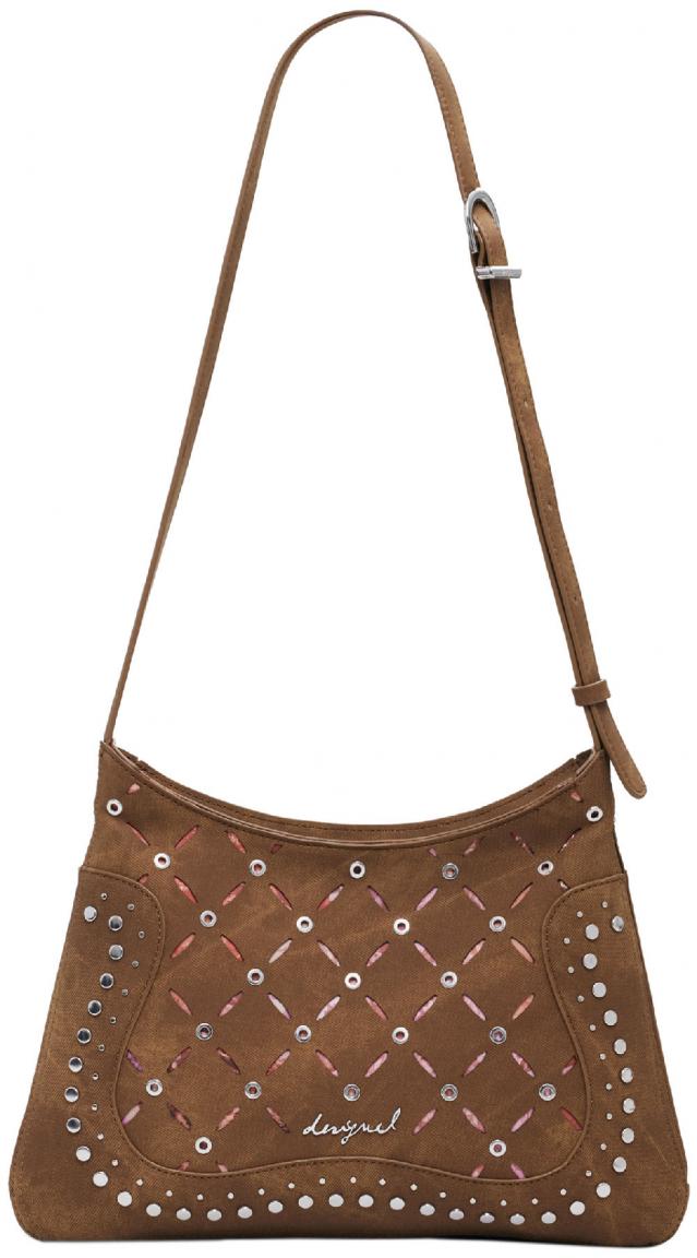 Desigual Umhängetasche schmal Yankee camel Nieten Cutouts Manaos braun