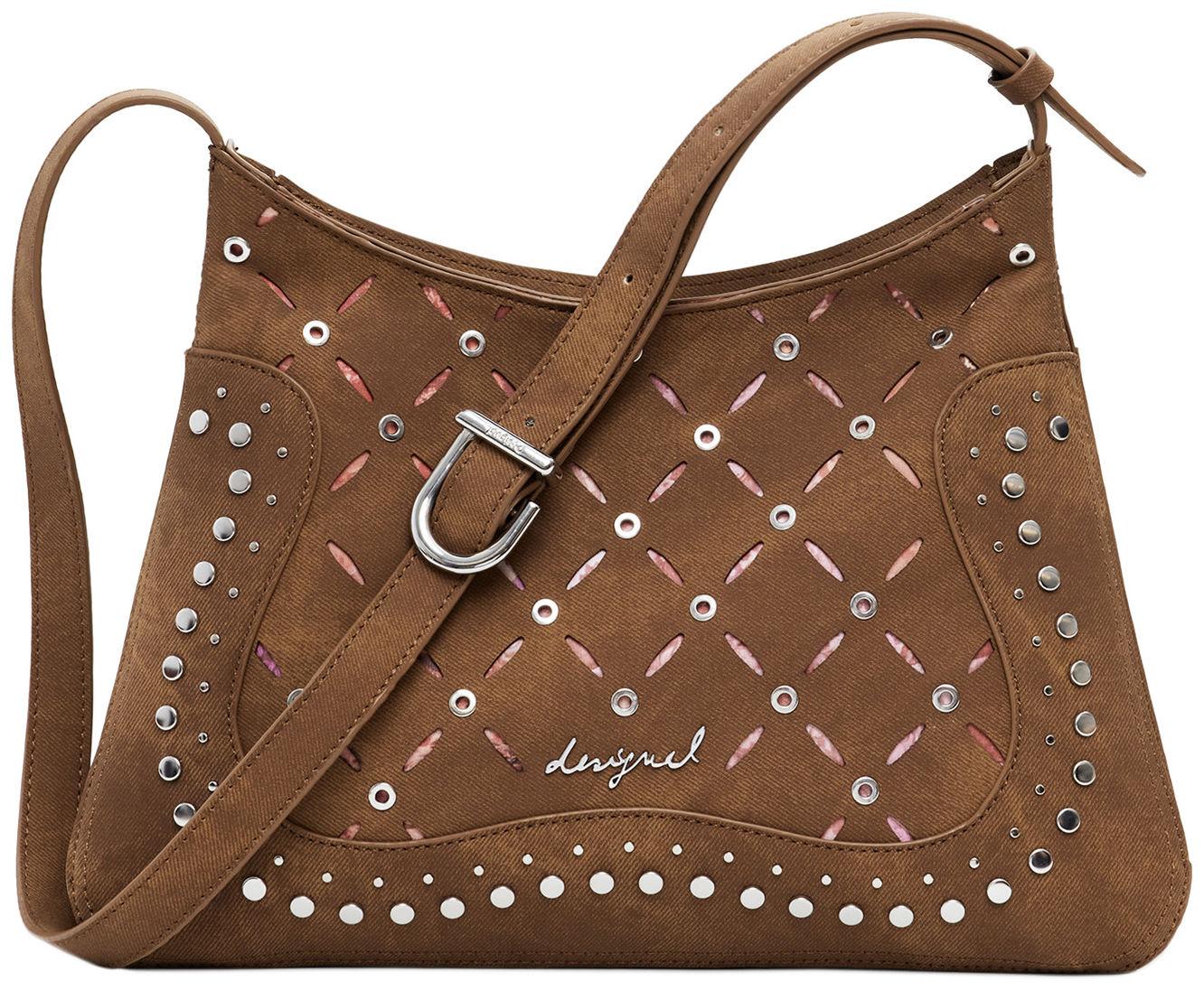 Desigual Umhängetasche schmal Yankee camel Nieten Cutouts Manaos braun