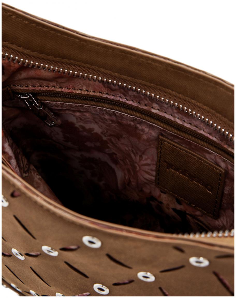 Desigual Umhängetasche schmal Yankee camel Nieten Cutouts Manaos braun