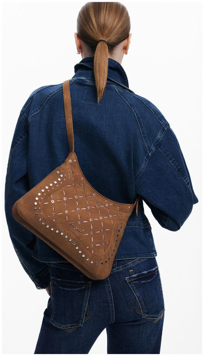 Desigual Umhängetasche schmal Yankee camel Nieten Cutouts Manaos braun