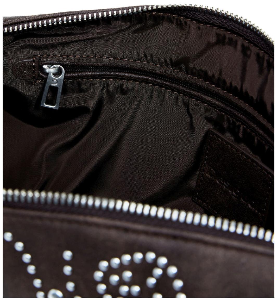 Desigual Umhängetasche schokobraun Poker Face Nieten rockig Munster