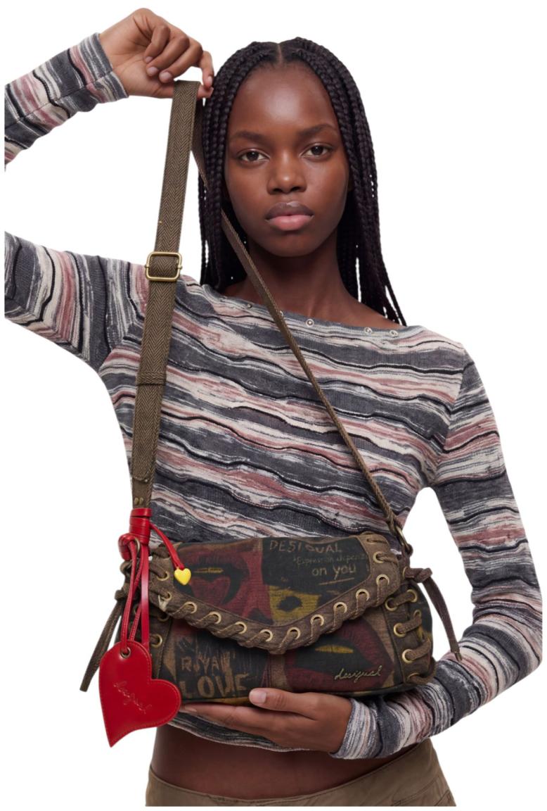 Desigual Zarauz Überschlagtasche Canvas Graffiato - Braun