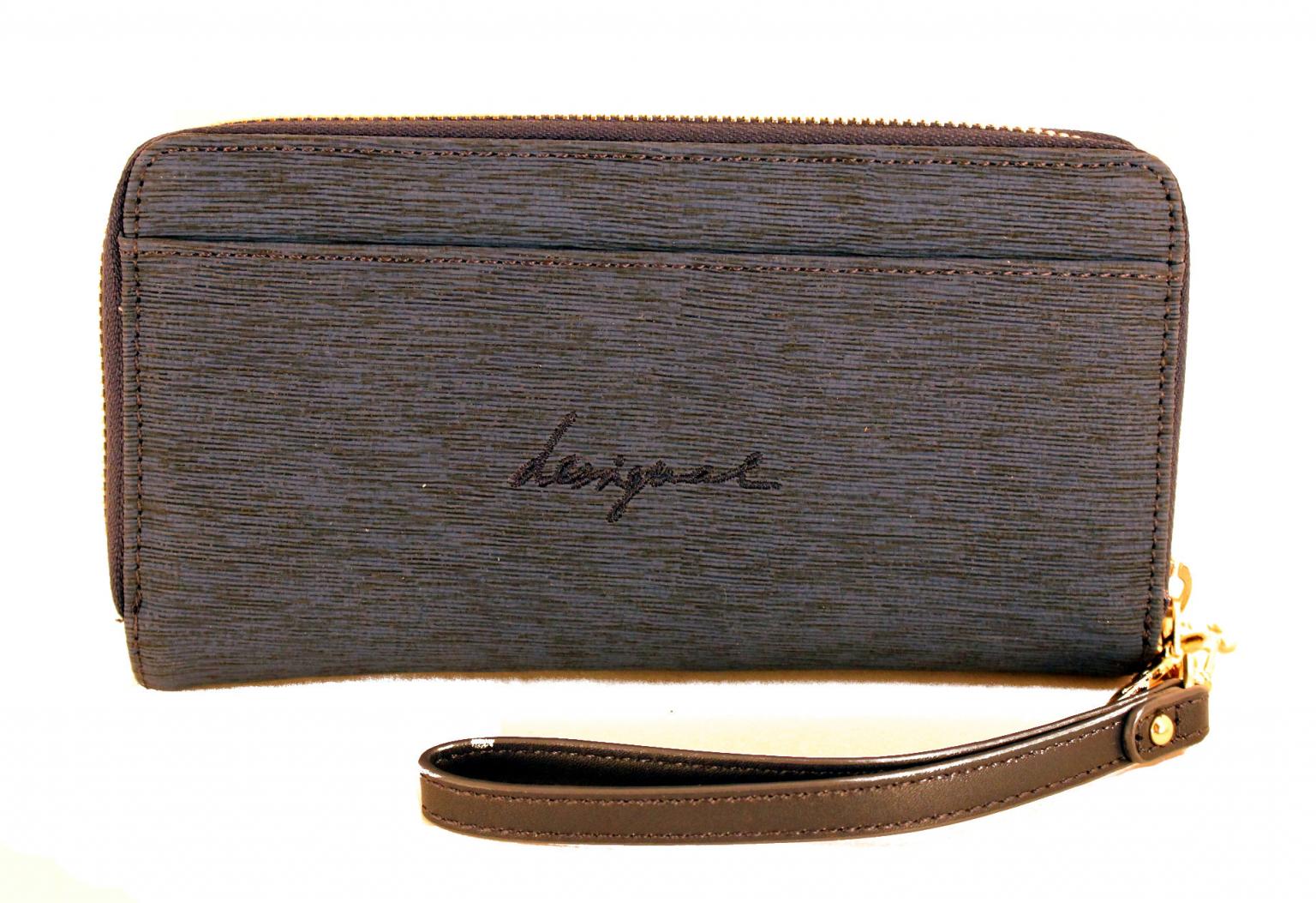 Desigual Zipbörse Two Levels Soft Mendhi Stickerei Blau