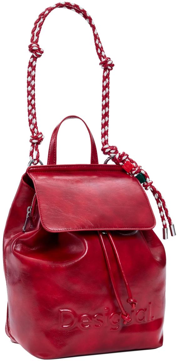 Desigual auffälliger Tagesrucksack Luena rot Flechtdetail