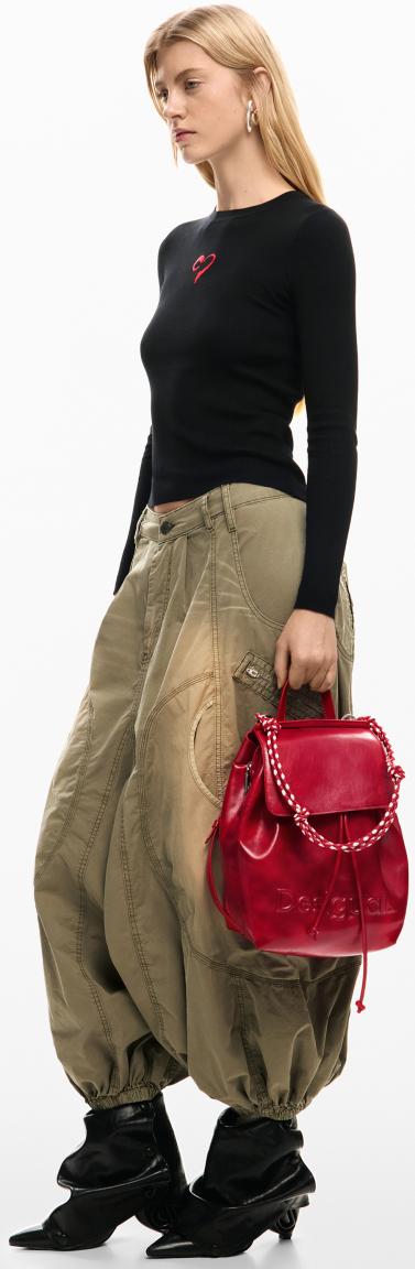 Desigual auffälliger Tagesrucksack Luena rot Flechtdetail