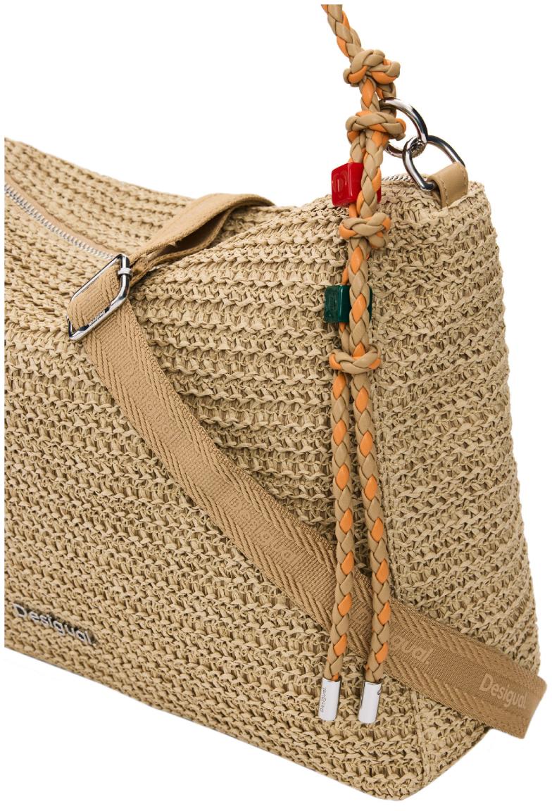 Desigual geräumige Umhängetasche Bast Knotendetail Leiria Raffia