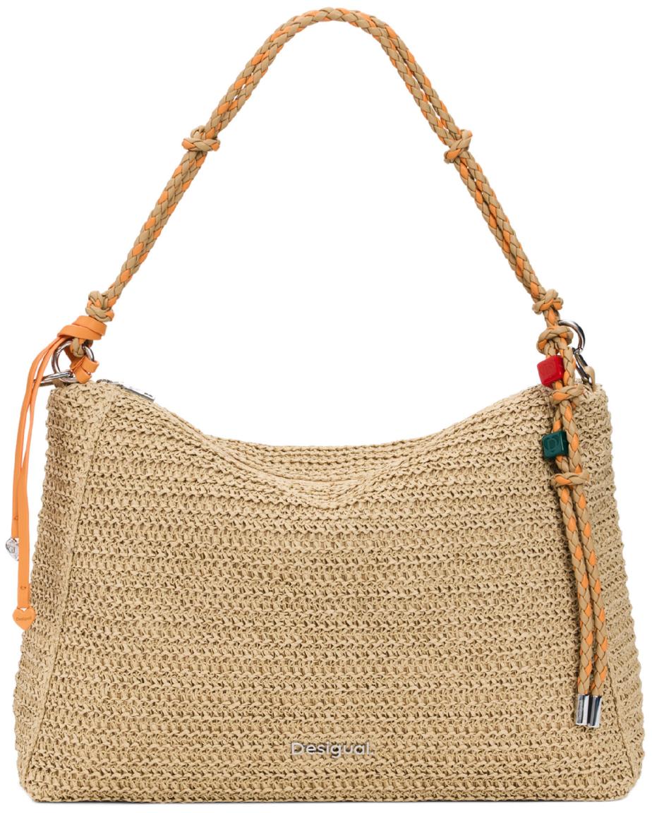 Desigual geräumige Umhängetasche Bast Knotendetail Leiria Raffia