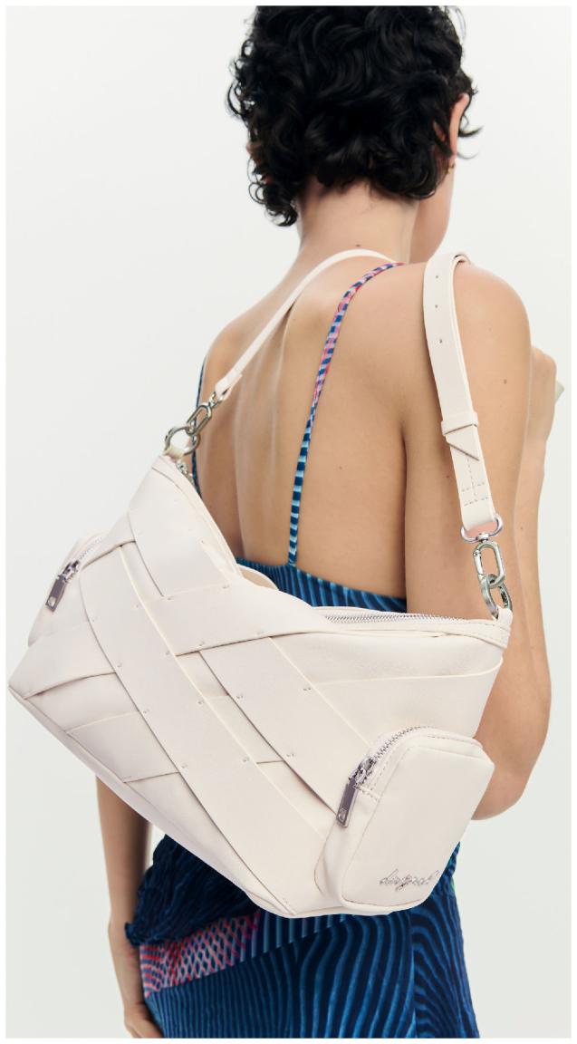 Desigual hellbeige Schultertasche Habana Weboptik feminin Cromo